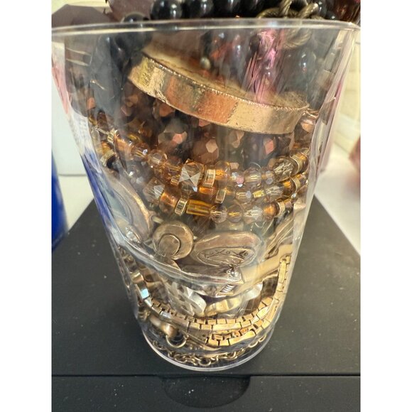 Gold Tone 1 Lb Jewelry Assortment With Red & Amber Accents Boho Style Fall Earth - Picture 14 of 14